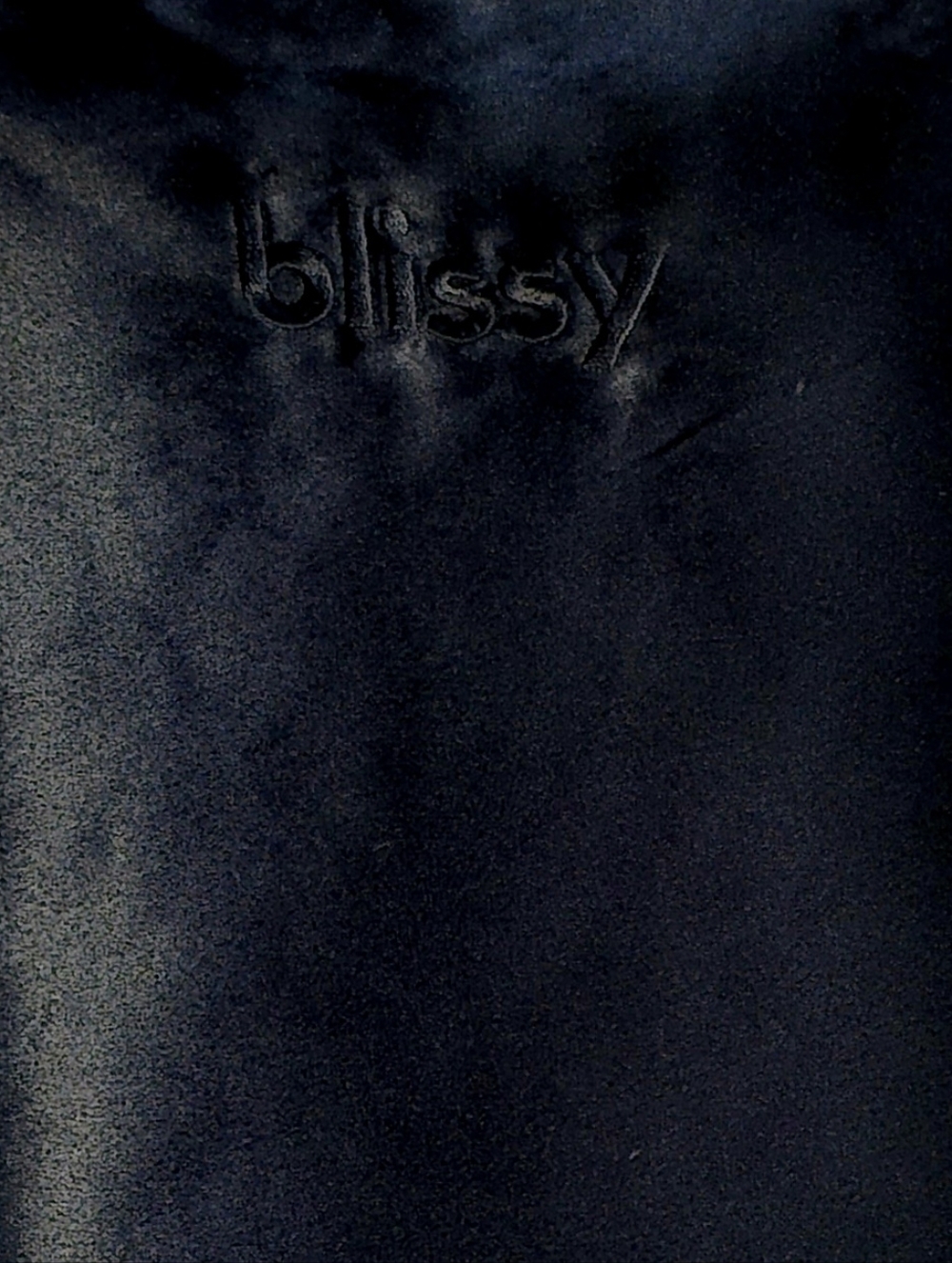 Blissy Black Satin Pillowcase with White Care Tags